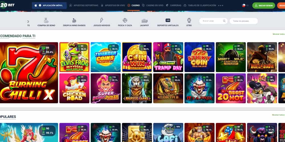 20Bet casino juegos
