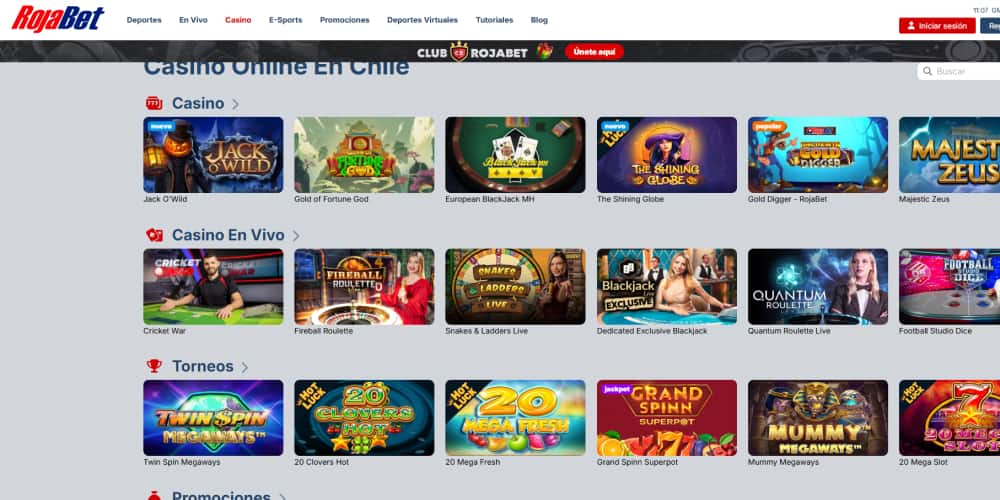 Catálogo de Rojabet