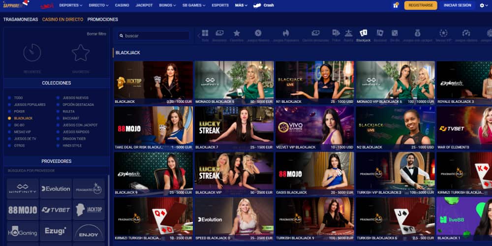 SapphireBet blackjack aplicaciones